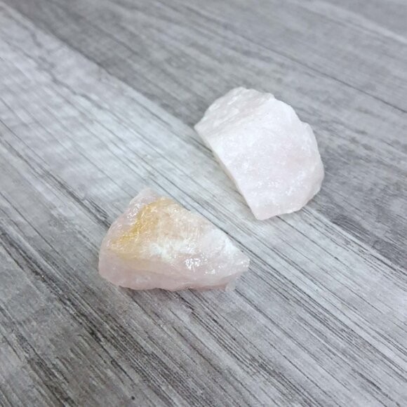 2 piece raw rose quartz crystal set - Picture 2 of 3